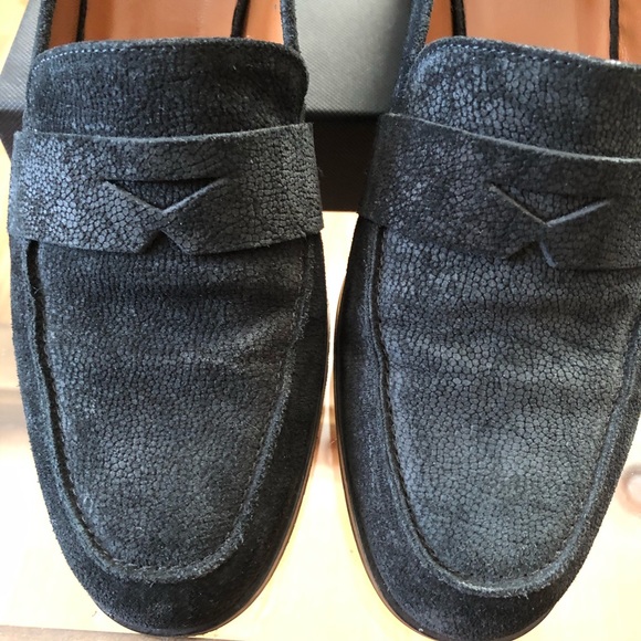 Aquatalia Black Pebbled Suede Loafers - Picture 10 of 10